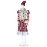 A striped cotton punchinelle fancy dress outfit, 1920s,