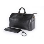 A Louis Vuitton black epi leather 'Speedy' bag, modern, with padlock, with dust bag,