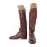 A pair of Maxwell London men's brown leather riding boots, with bespoke wooden lasts,