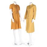 A group of mainly daywear in autumnal shades, 1930s, five ensembles,