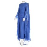 A Givenchy couture blue chiffon kaftan-style gown, 1980s, un-labelled,