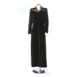 A Dunnings of Pasadena embroidered velvet evening coat, late 1930s,