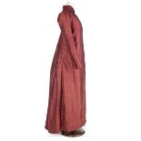 A red and black jacquard changeable silk morning/deshabille robe, circa 1810-15,