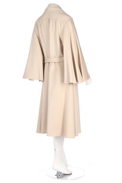 A Marc Bohan for Christian Dior beige wool coat, circa 1975, black Paris label numbered, tie-belt, - Image 5 of 8