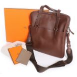 An Hermès ebony calfskin men's 'Hebdo' shopping bag, modern, with optional shoulder strap,