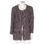 A Chanel tweed jacket, 1998, labelled and size 46, trimmed with rows of gilt chain,