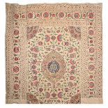 An Islamic Mughal silk-embroidered cotton summer carpet (kantha), Deccan or Gujarat, Indian,