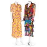 A group of printed summer dresses and separates, mainly 1980s, labelled,