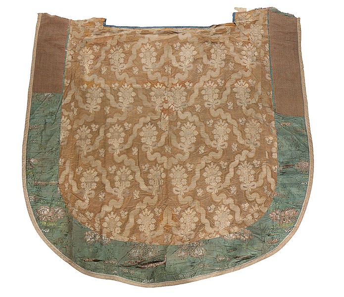 A gold brocaded brown satin cope panel, mid 18th century,