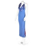 A Loris Azzaro blue jersey evening gown, 1970s, labelled,