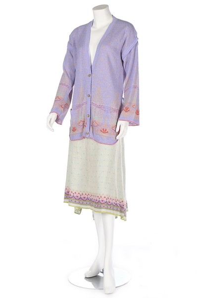 A Bill Gibb knitted jersey ensemble, 10th Anniversary collection, 1977, labelled, in pastel shades, - Image 3 of 8