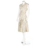 A Christian Dior boutique black and white cotton polka dot ensemble, mid 1950s,