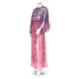 A Zandra Rhodes printed chiffon dress, early 1970s, with London and Piero de Monzi label,