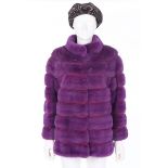 An Oscar de la Renta bright purple mink jacket, modern, labelled,