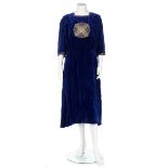 A rare Paul Poiret couture blue velvet 'Crusader' dress, circa 1922,