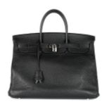 An Hermès black togo leather Birkin, 2005, blind stamp K, with silver palladium hardware,