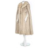 A JOS Fourrures arctic fox fur cape, 1970s, labelled, mid-calf length,