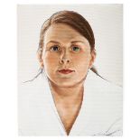 A portrait of Louise Wilson, oil on canvas with pencil, signed to the reverse Carey Kwok,