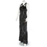 An ornately sequinned black evening gown, 1930s, formed from a 1905 ballgown, un-labelled,