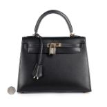 An Hermès black calf leather miniature Kelly bag, 2004, blind stamp H, with gilt hardware,