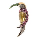 A fine Iradj Moini exotic bird brooch, 1990s, signed, the body formed from large facetted citrine,