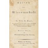 Hegel, Georg Wilhelm Friedrich System der Wissenschaft. Erster Theil, die Phänomenologie des Geistes