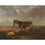 Adolphe Malherbe Belgien, 19. Jahrhundert Schaf und Esel vor weiter Landschaft. 1846. Öl auf Holz.