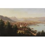 Hubert Sattler 1817 Wien - 1904 Wien Stadtansicht von Bregenz. 2. Hälfte 19. Jahrhundert. Öl auf