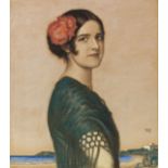 Franz von Stuck 1863 Tettenweis - 1928 München Tochter Mary als Spanierin. Um 1916. Pastell.