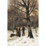 Friedrich Kallmorgen 1856 Hamburg - 1924 Grötzingen Wald im Winter. 1883. Öl auf Leinwand. Eder G