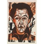 Ernst Ludwig Kirchner 1880 Aschaffenburg - 1938 Davos Selbstportrait. 1926. Farbholzschnitt und