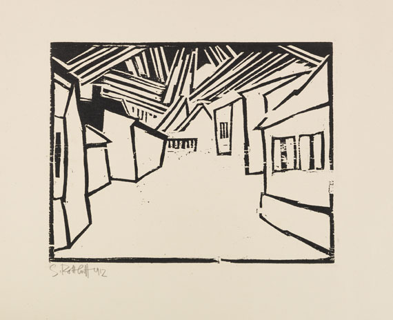 Karl Schmidt-Rottluff 1884 Rottluff bei Chemnitz - 1976 Berlin Straße in Sonne. 1912. Holzschnitt.