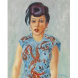 Hermann Max Pechstein 1881 Zwickau - 1955 Berlin Bildnis Freda Wermel in blauer Bluse. 1946. Öl