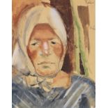 Anita Rée 1885 Hamburg - 1933 Kampen/Sylt Porträt einer Bäuerin. Wohl 1921. Aquarell , Tusche und