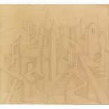 Fortunato Depero 1892 - 1960 Paesaggio. 1951. Tusche über Bleistift. Rechts unten mit Bleistift