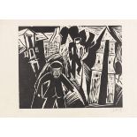 Karl Schmidt-Rottluff 1884 Rottluff bei Chemnitz - 1976 Berlin Straßenszene. 1923. Holzschnitt.