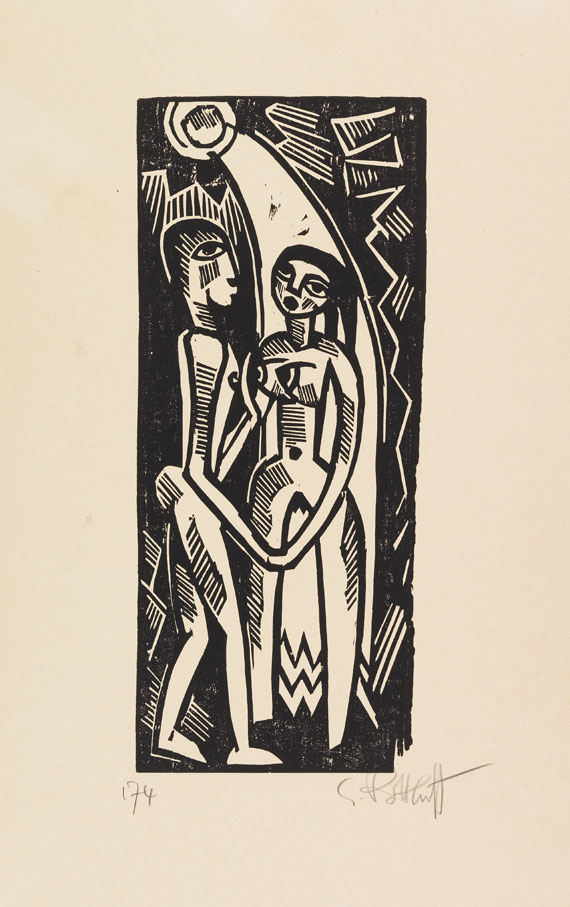 Karl Schmidt-Rottluff 1884 Rottluff bei Chemnitz - 1976 Berlin Mann und Frau im Mondschein. 1917.