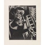 Karl Schmidt-Rottluff 1884 Rottluff bei Chemnitz - 1976 Berlin Frau am Klavier. 1923. Holzschnitt.