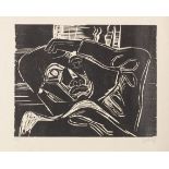 Karl Schmidt-Rottluff 1884 Rottluff bei Chemnitz - 1976 Berlin Kopf eines liegenden Mannes, mit