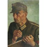 Albert Birkle 1900 Berlin - 1986 Salzburg Selbstbildnis als Kriegsberichter. Um 1942. Öl auf