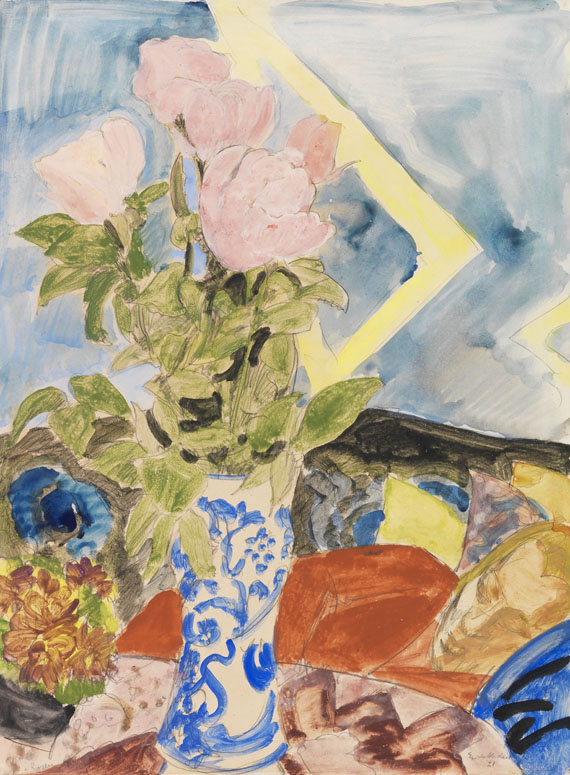 Erich Heckel 1883 Döbeln/Sachsen - 1970 Radolfzell/Bodensee Rosen. 1921. Gouache und Aquarell über