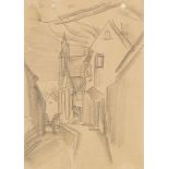 Lyonel Feininger 1871 New York - 1956 New York Strasse in Neubrandenburg. 1922. Bleistiftzeichnung ,