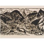 Ernst Ludwig Kirchner 1880 Aschaffenburg - 1938 Davos Stafelalp mit Tinzenhorn. 1917. Holzschnitt.