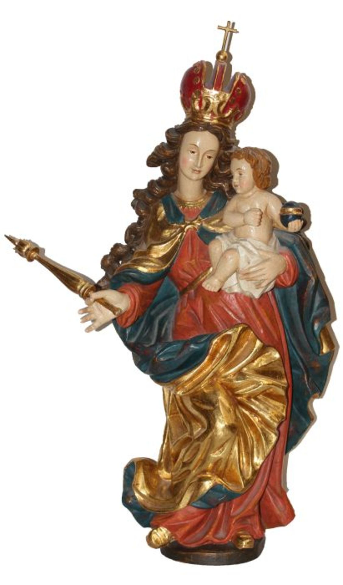 Skulptur im Barockstil - 20.Jahrhundert "Maria mit Kind", monogrammiert EN, Holz geschnitzt,