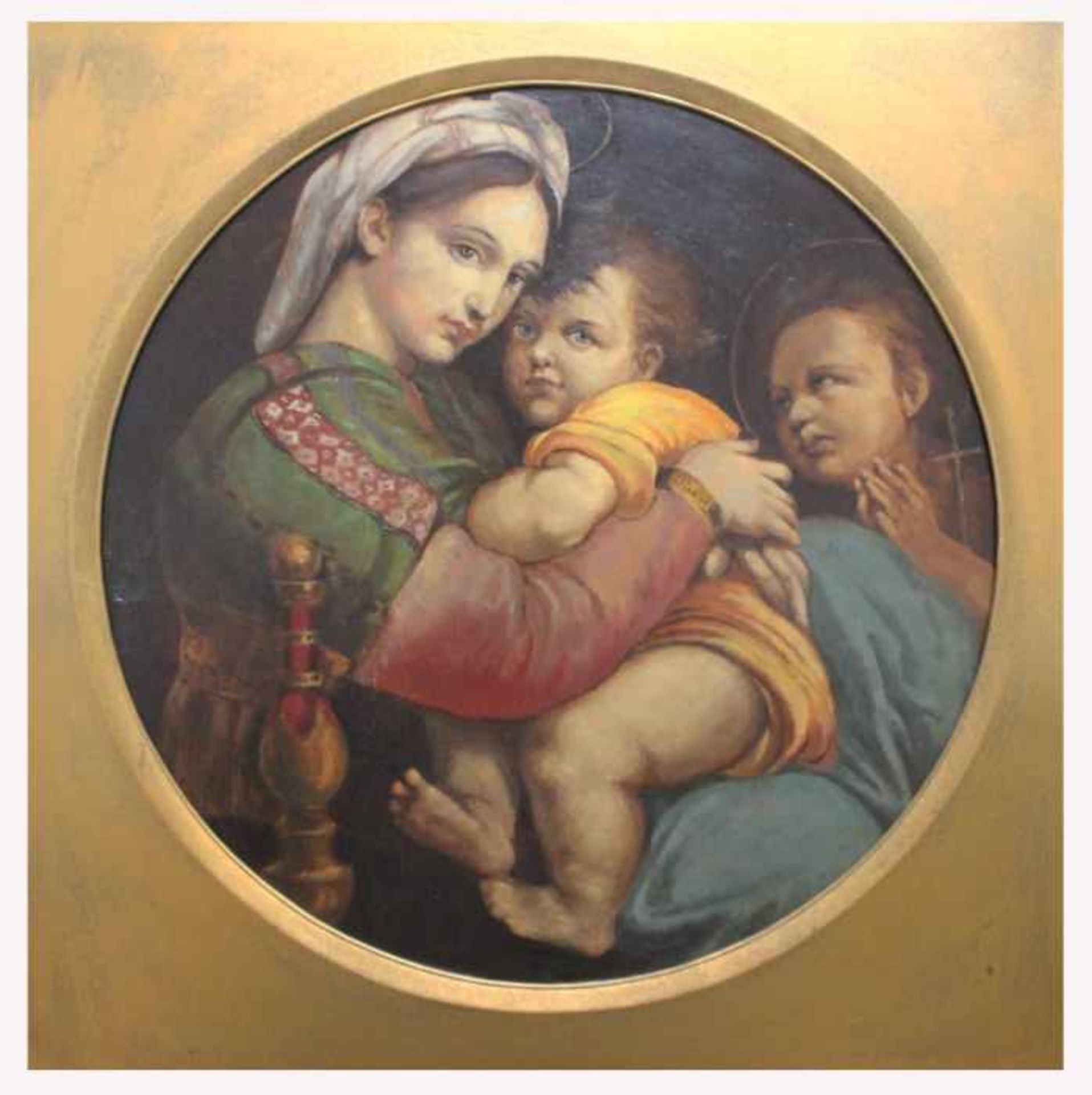 Gemälde nach Raffaello Santi (1483 Urbino - 1520 Rom) "Madonna della sedia", anonymer Künstler aus