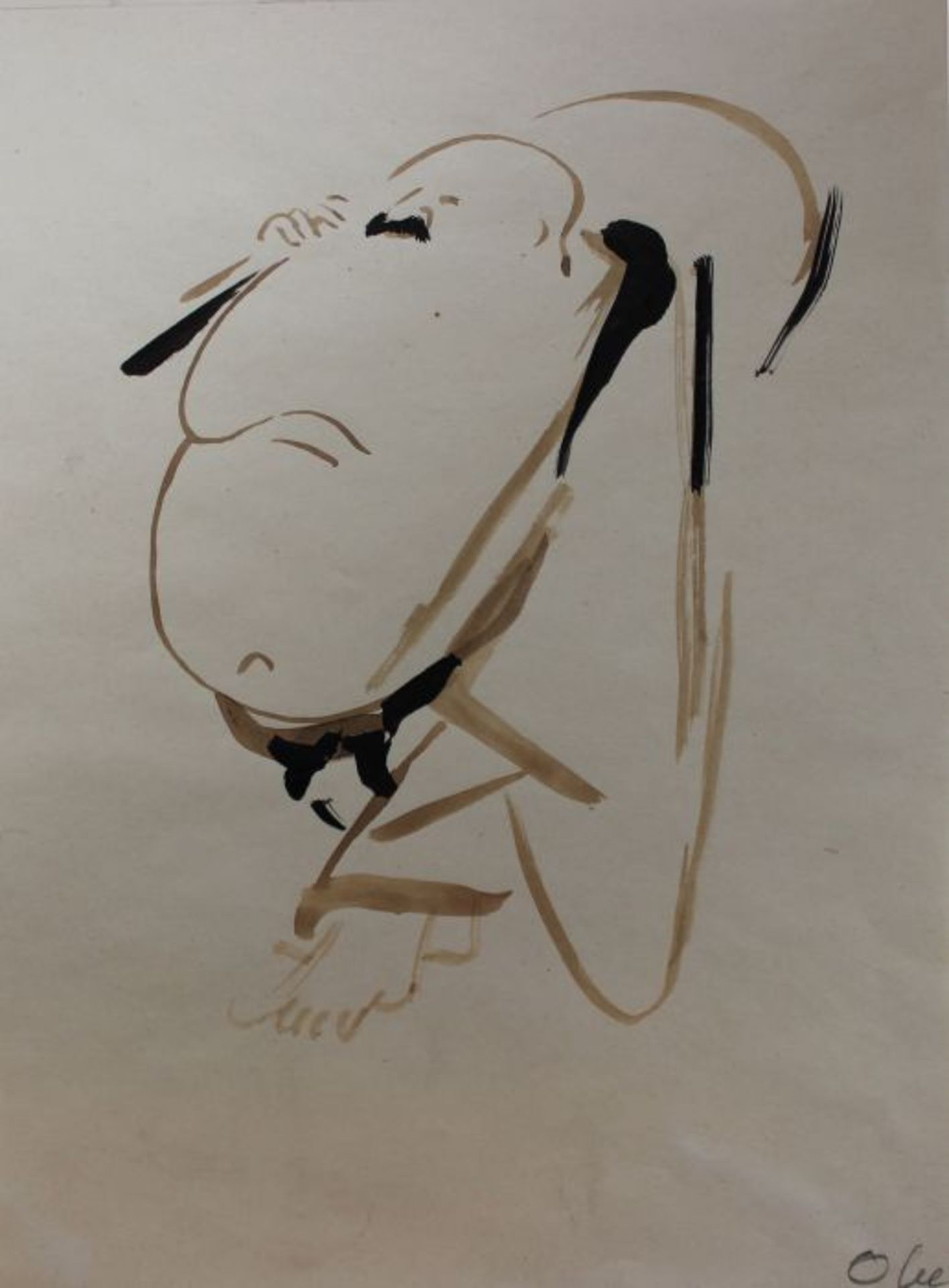 Zeichnung - Josef Oberberger (1905 Regensburg - 1994 Kreuth) "Der Bonze", r.u. monogrammiert, um