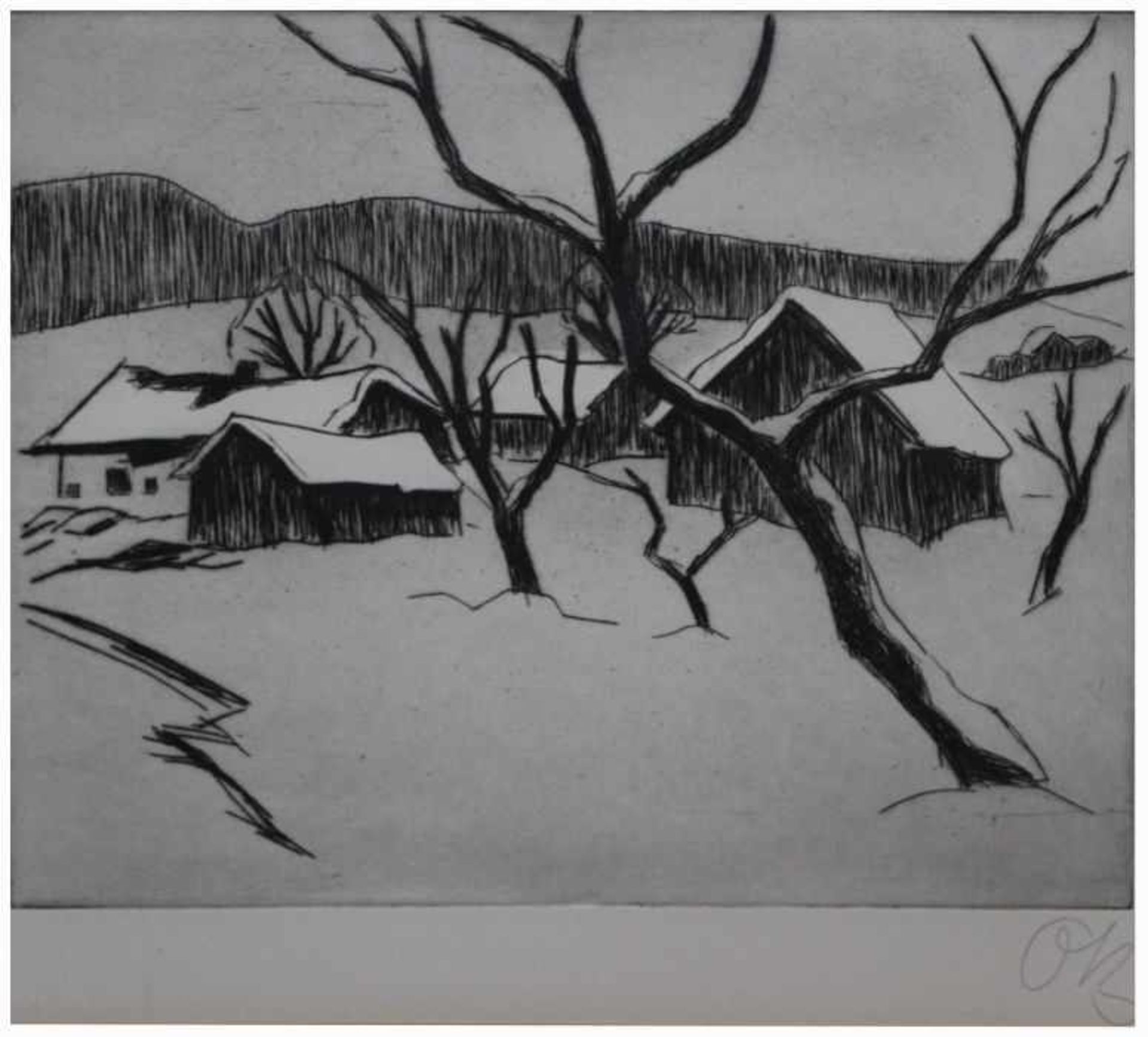 Radierung - Otto Baumann (Regensburg 16.10.1901 - 1.7.1992) "Winterlandschaft", r.u.