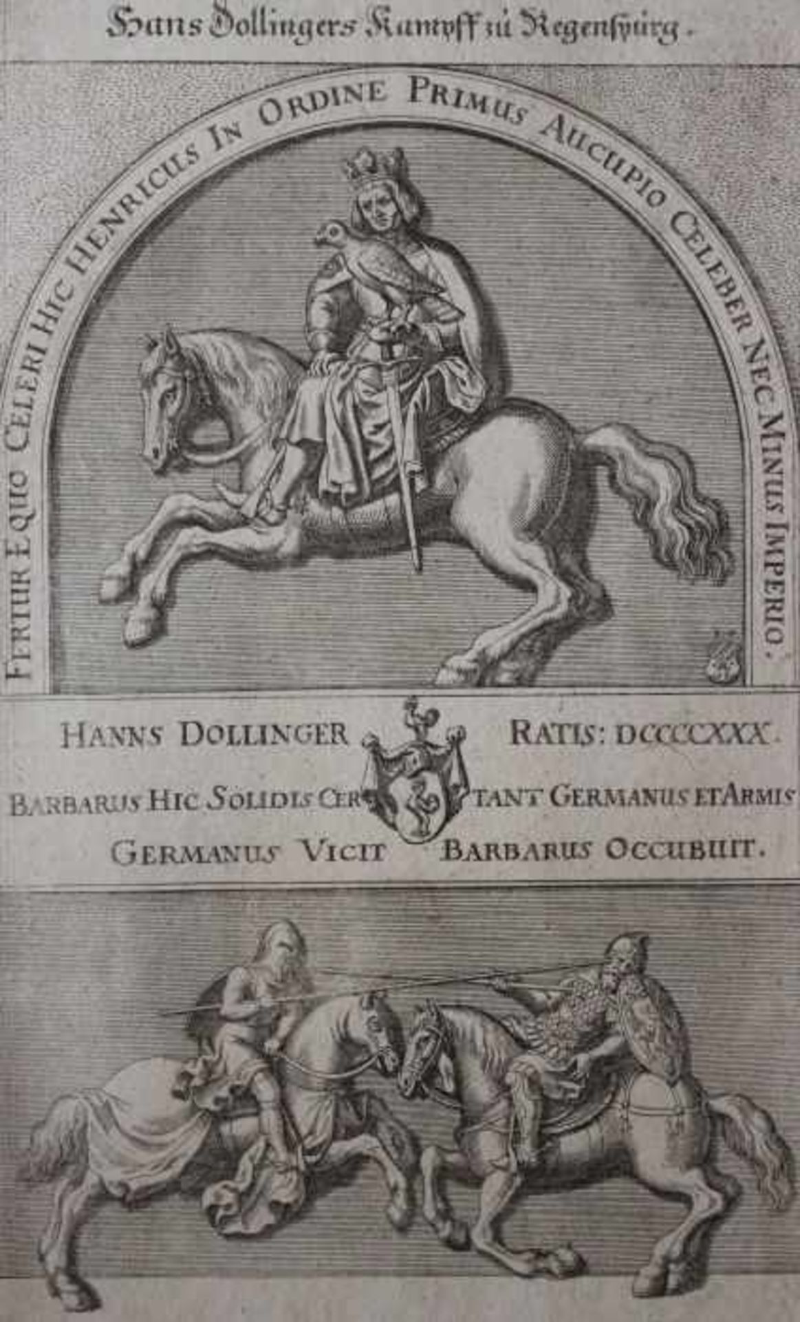 Kupferstich - Matthäus Merian (1593 Basel - 1650 Langenschwalbach) "Hans Dollingers Kampf zu