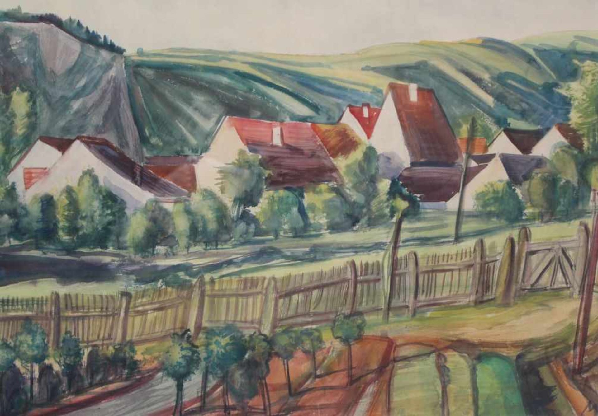 Aquarell - Josef Georg Miller (1905 Augsburg - 1983 Kallmünz) "Kallmünz", r.u. monogrammiert,