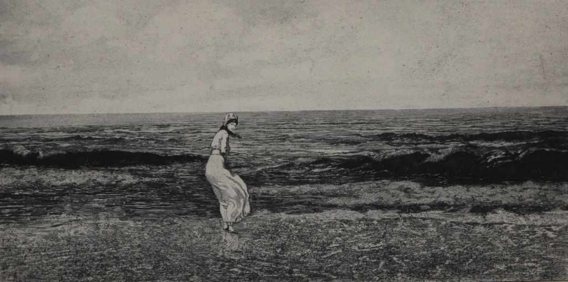 Radierung - Max Klinger (1857 Leipzig - 1920 Großjena) "Am Meer", aus: Intermezzi Opus IV,
